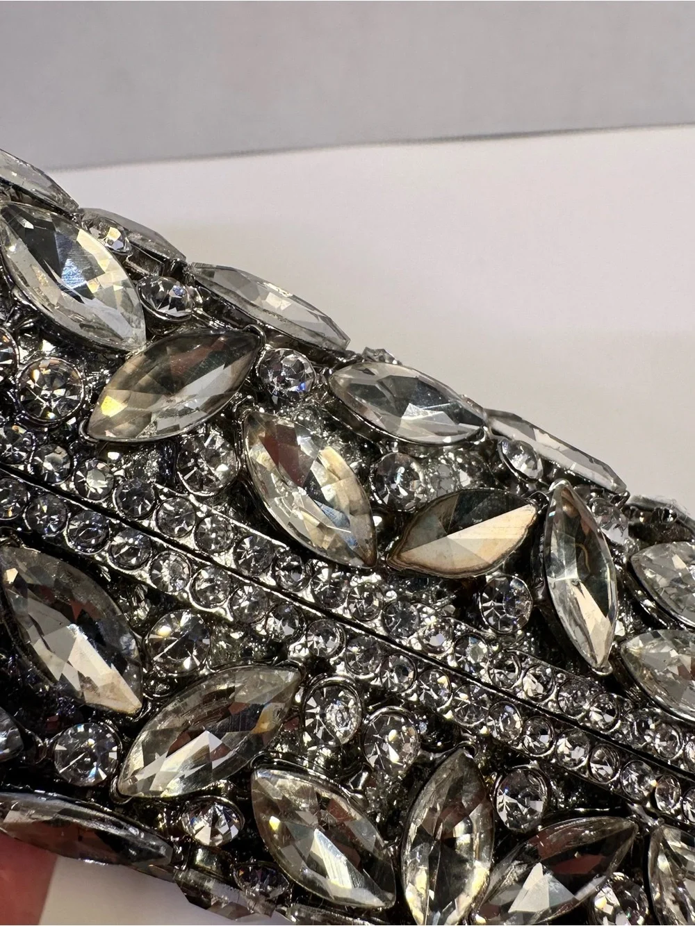 Crystal-Embellished Silver Evening Clutch - Designer Style